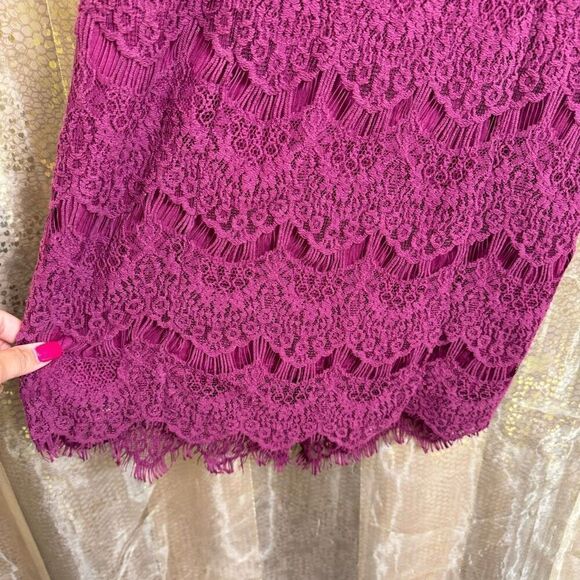 Free People Daydream Lace Magenta Fuchsia Open Back Mini Dress Small - Picture 4 of 10